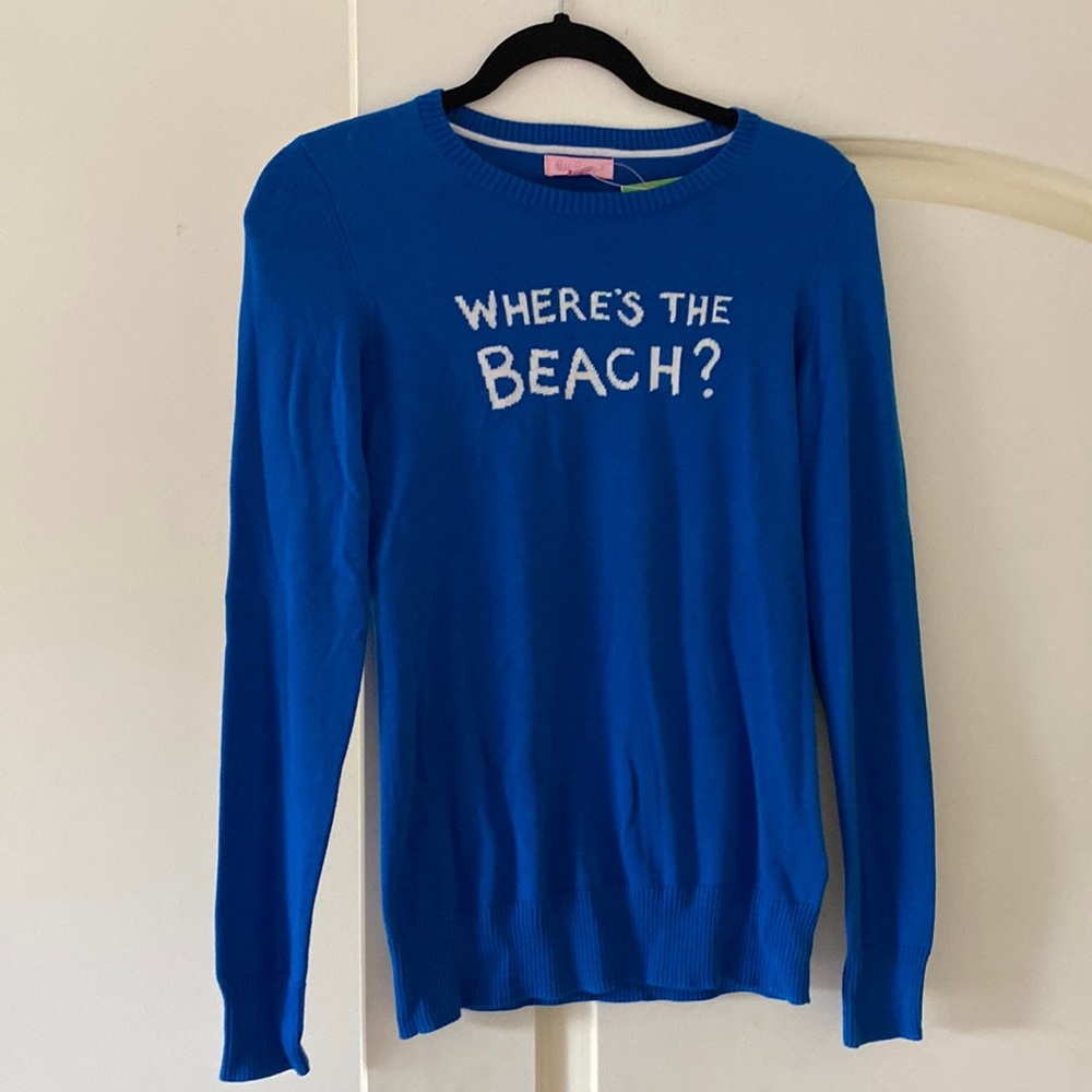 Lilly Pulitzer where is the beach blue Marielle sweater brewster blue